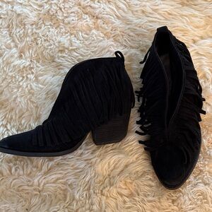 Coconuts Lambert Black Fringe Ankle Boots